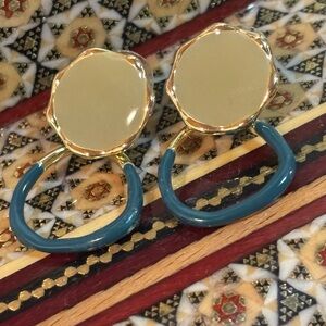 Gold,Green, and Teal Hoop Earrings NWOT